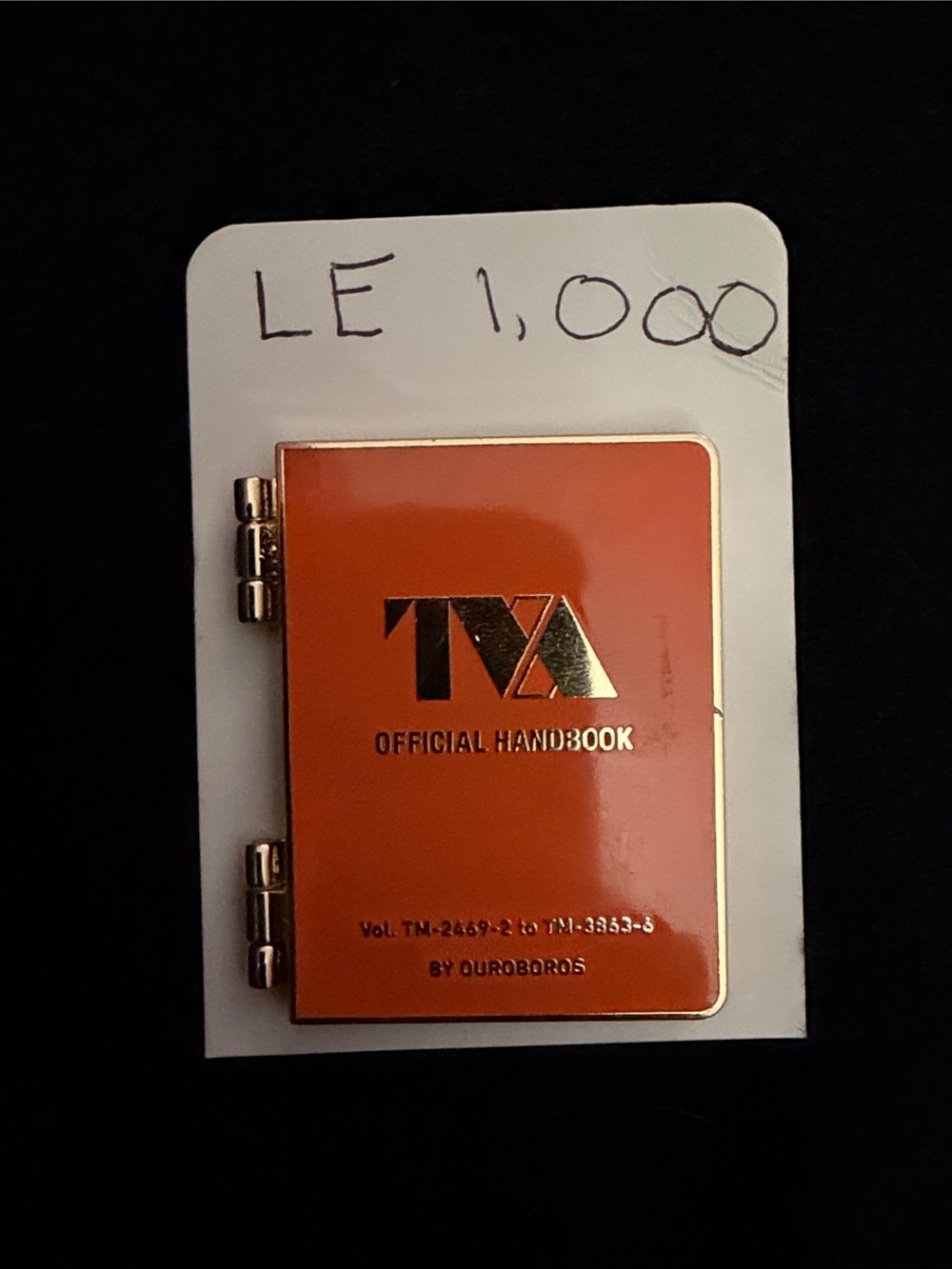 Disney Orange and Gold TVA Official Handbook Enamel Pin Limited Edition 1,000